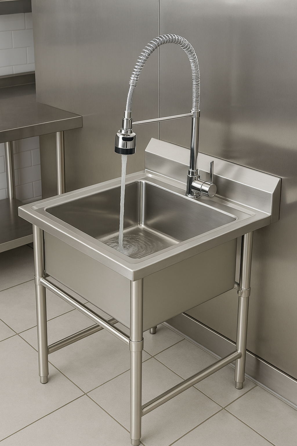 Lavafondo 80x60x90 cm Profundo Acero Inoxidable 304  con Llave Monomando + Sifon y Desague