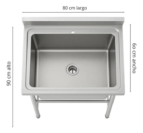 Lavafondo 80x60x90 cm Profundo Acero Inoxidable 304  con Llave Monomando + Sifon y Desague