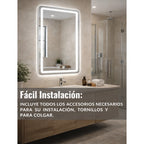 Espejo LED Antivaho 80x60 cm para Baño con Luz LED Integrada y Control Táctil
