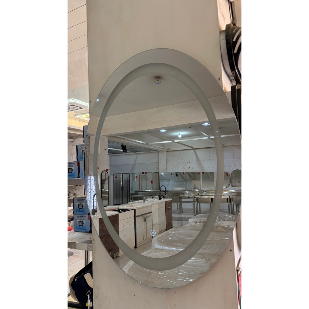 Espejo LED Ovalado 60x80 cm para Baño con Luz Regulable, 2 Tonos de Luz y Control Táctil