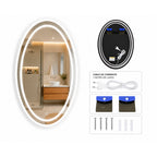 Espejo LED Ovalado 60x80 cm para Baño con Luz Regulable, 2 Tonos de Luz y Control Táctil