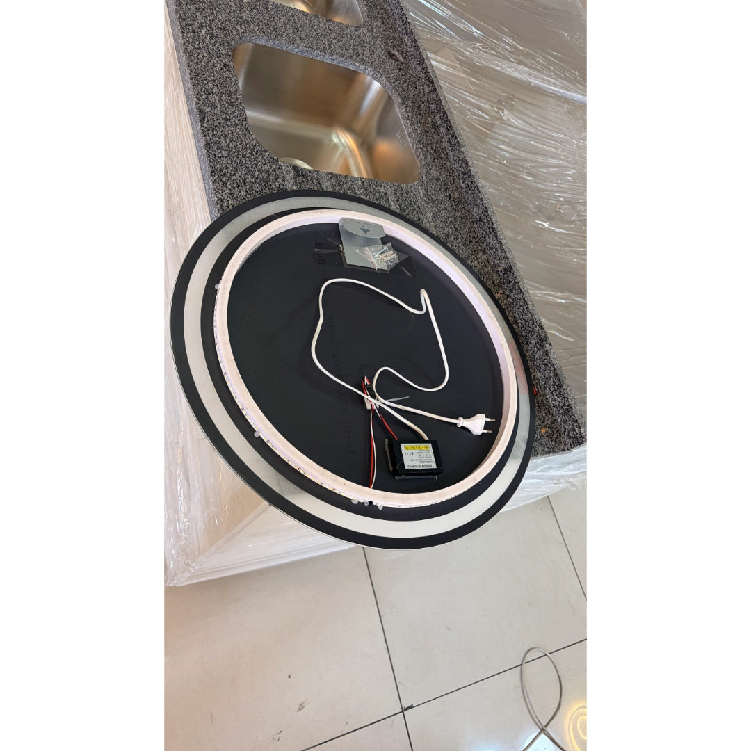 Espejo LED Redondo 60 cm para Baño con Luz Regulable, 3 Tonos de Luz y Control Táctil