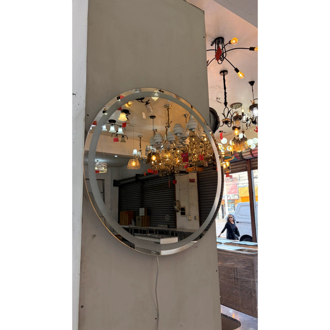Espejo LED Redondo 60 cm para Baño con Luz Regulable, 3 Tonos de Luz y Control Táctil