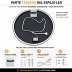 Espejo LED Redondo 60 cm para Baño con Luz Regulable, 3 Tonos de Luz y Control Táctil