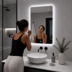 Espejo LED Sin Borde 80x60 cm para Baño con Luz Regulable, 3 Tonos de Iluminación y Control Táctil
