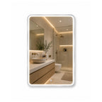 Espejo LED Sin Borde 80x60 cm para Baño con Luz Regulable, 3 Tonos de Iluminación y Control Táctil