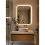 Espejo LED Sin Borde 80x60 cm para Baño con Luz Regulable, 3 Tonos de Iluminación y Control Táctil