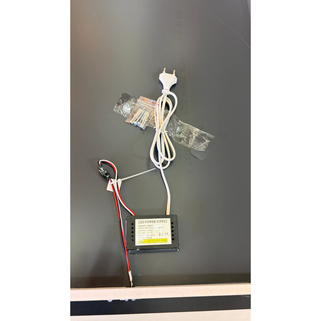 Espejo LED Sin Borde 80x60 cm para Baño con Luz Regulable, 3 Tonos de Iluminación y Control Táctil
