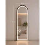 Espejo LED de Piso 150x50 cm con Paral Ajustable y Marco de Aluminio Negro