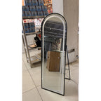Espejo LED de Piso 150x50 cm con Paral Ajustable y Marco de Aluminio Negro