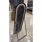 Espejo LED de Piso 150x50 cm con Paral Ajustable y Marco de Aluminio Negro