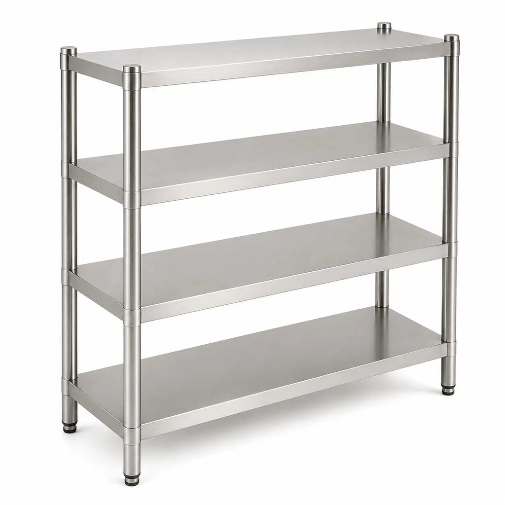 Estantería de Acero Inoxidable 4 Niveles 120x50x150 cm – Ideal para Negocios, Bodegas y Restaurantes