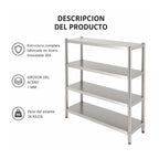 Estantería de Acero Inoxidable 4 Niveles 120x50x150 cm – Ideal para Negocios, Bodegas y Restaurantes