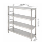 Estantería de Acero Inoxidable 4 Niveles 120x50x150 cm – Ideal para Negocios, Bodegas y Restaurantes