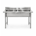 Lavafondo 120x60x90 cm Doble Tasa de Acero Inoxidable 304  con Llave Monomando + Sifon y Desague