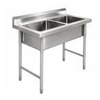 Lavafondo 120x60x90 cm Doble Tasa de Acero Inoxidable 304  con Llave Monomando + Sifon y Desague