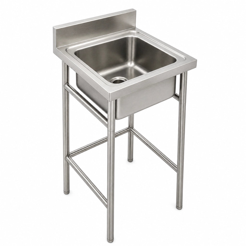 Kit Food Truck Profesional - Lavafondo 50x50 cm + Mesón Central 60x60 cm de Acero Inoxidable 304