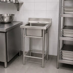 Kit Food Truck Profesional - Lavafondo 50x50 cm + Mesón Central 60x60 cm de Acero Inoxidable 304