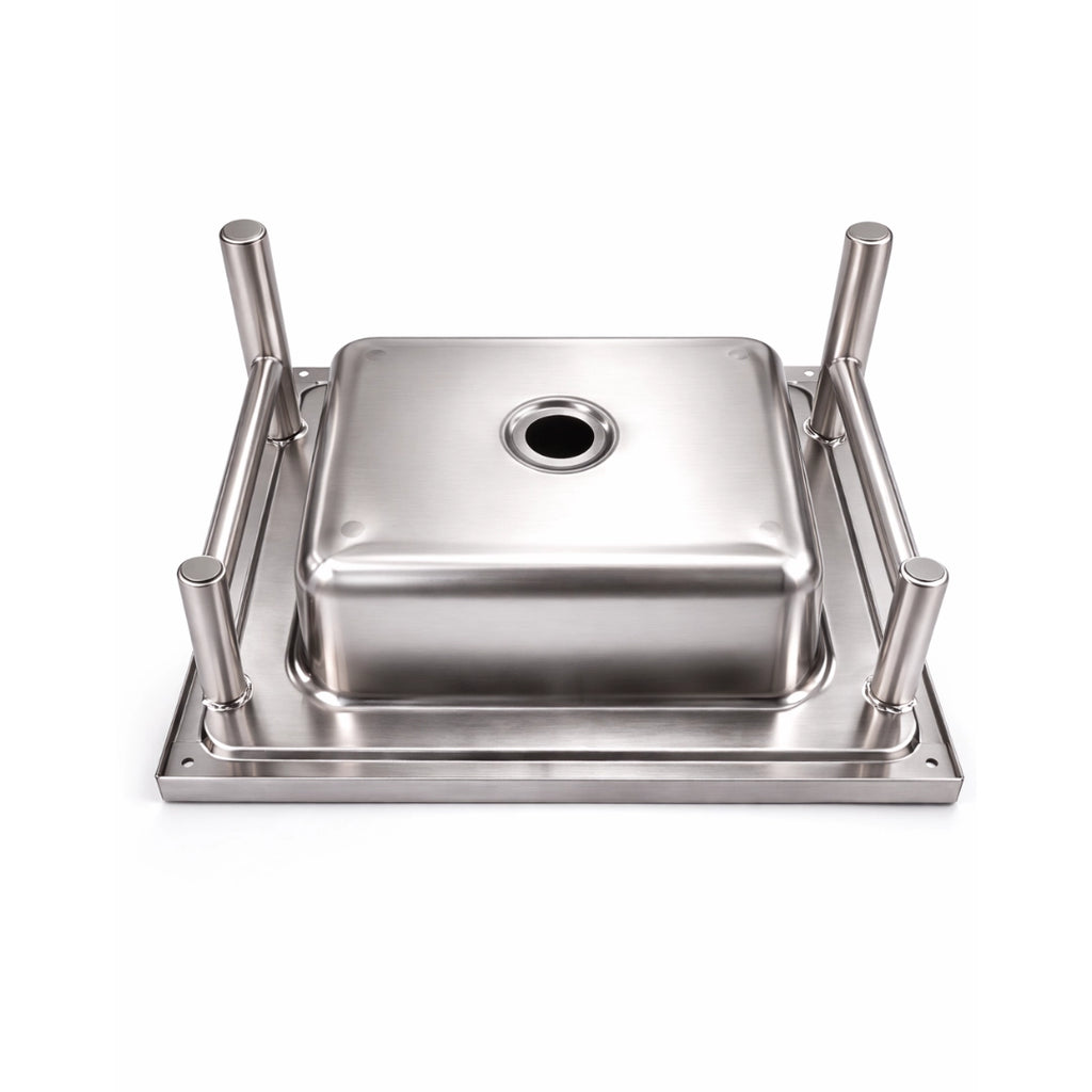 Kit Food Truck Profesional - Lavafondo 50x50 cm + Mesón Central 60x60 cm de Acero Inoxidable 304