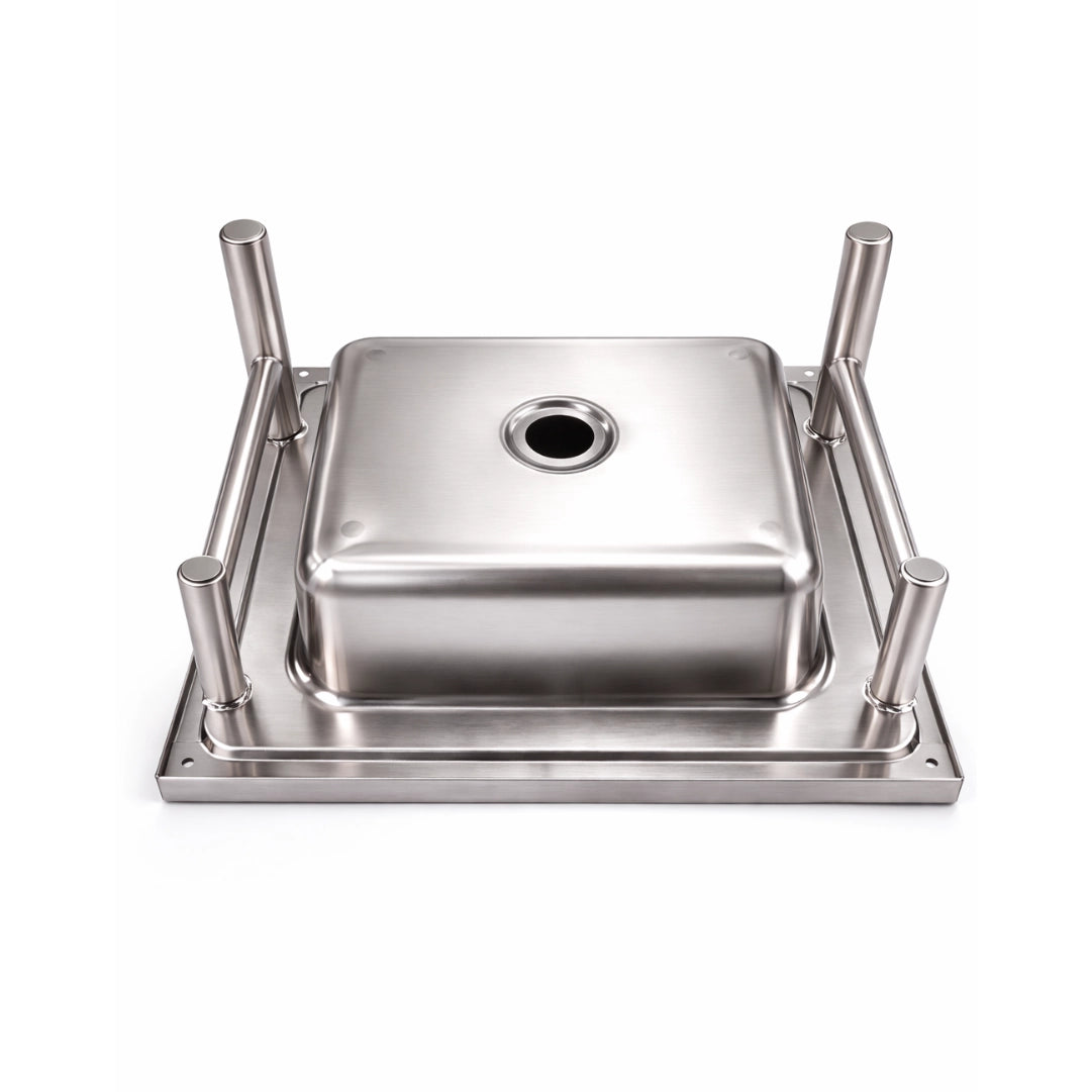 Kit Food Truck Profesional - Lavafondo 50x50 cm + Mesón Central 60x60 cm de Acero Inoxidable 304