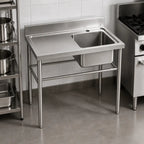 Lavafondo 80x60x90 cm con secado de Acero Inoxidable 304  con Llave Monomando + Sifon y Desague