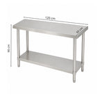 Mesón Central 120x60x90 de Acero Inoxidable 304 para Cocina, Restaurante y Taller