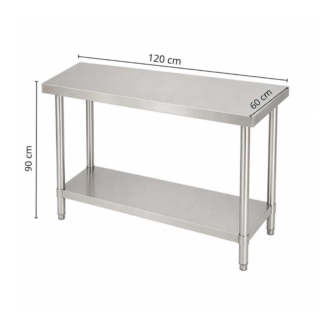 Mesón Central 120x60x90 de Acero Inoxidable 304 para Cocina, Restaurante y Taller