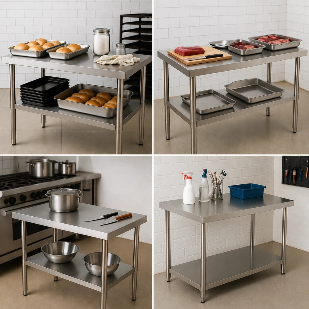 Mesón Central 120x60x90 de Acero Inoxidable 304 para Cocina, Restaurante y Taller