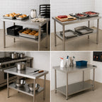 Mesón Central 120x60x90 de Acero Inoxidable 304 para Cocina, Restaurante y Taller