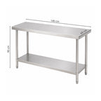 Mesón Central 140x60x90 de Acero Inoxidable 304 para Cocina, Restaurante y Taller