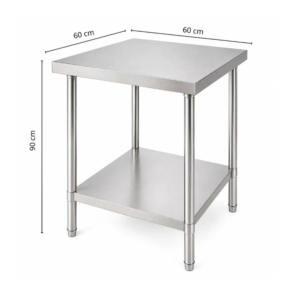 Mesón Central 60x60x90 de Acero Inoxidable 304 para Cocina, Restaurante y Taller