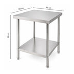 Mesón Central 60x60x90 de Acero Inoxidable 304 para Cocina, Restaurante y Taller