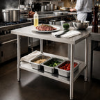 Mesón Central 90x60x90 de Acero Inoxidable 304 para Cocina, Restaurante y Taller