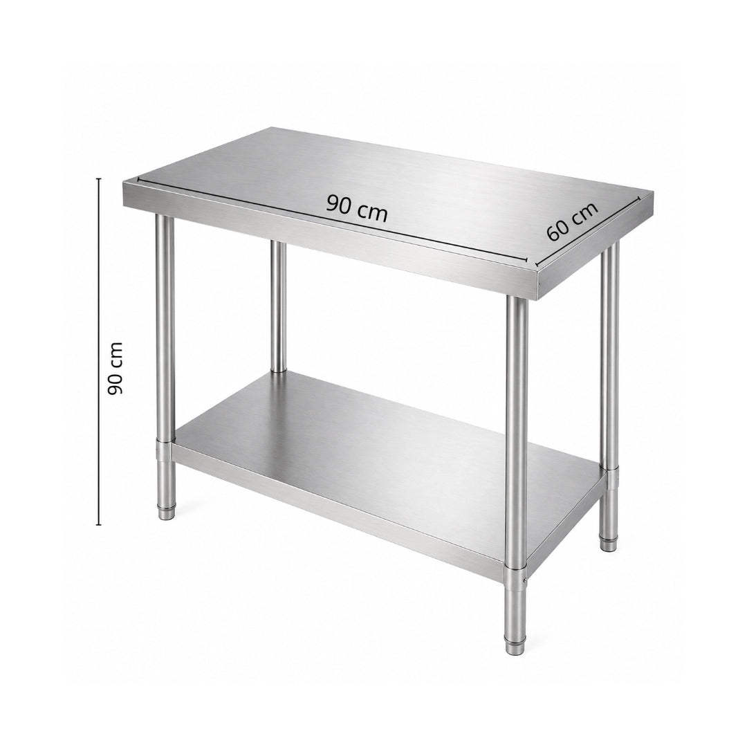 Mesón Central 90x60x90 de Acero Inoxidable 304 para Cocina, Restaurante y Taller