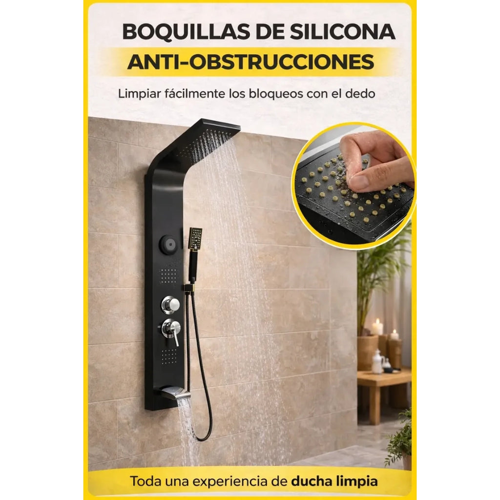 Panel de Ducha Columna Multifunción con Bluetooth – Diseño Moderno y Funcional
