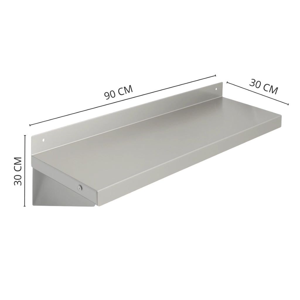 Repisa Mural 90x30 cm de Acero Inoxidable 304 para Cocina, Restaurante y Taller
