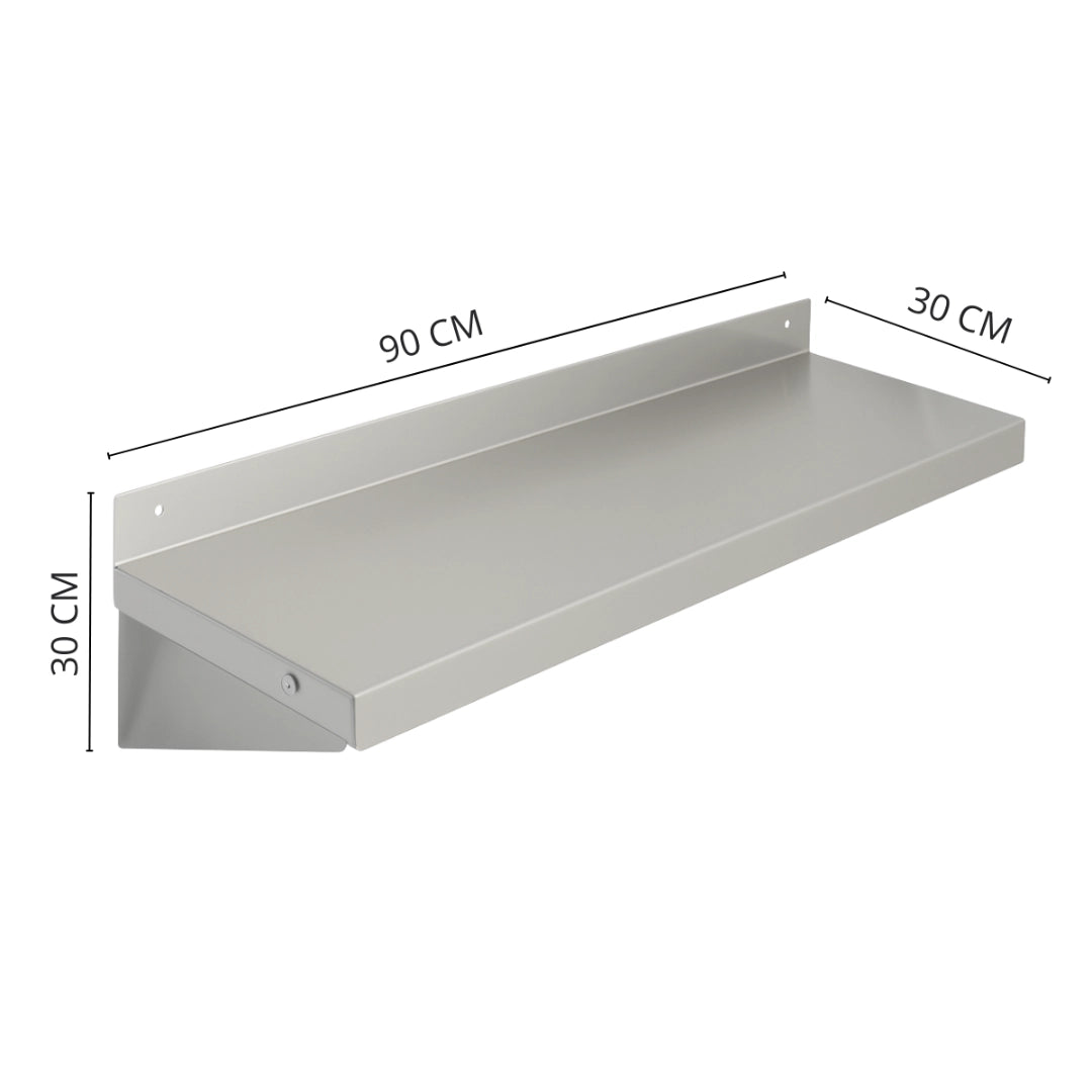 Repisa Mural 90x30 cm de Acero Inoxidable 304 para Cocina, Restaurante y Taller