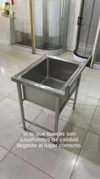 Lavafondo 80x60x90 cm Profundo Acero Inoxidable 304  con Llave Monomando + Sifon y Desague